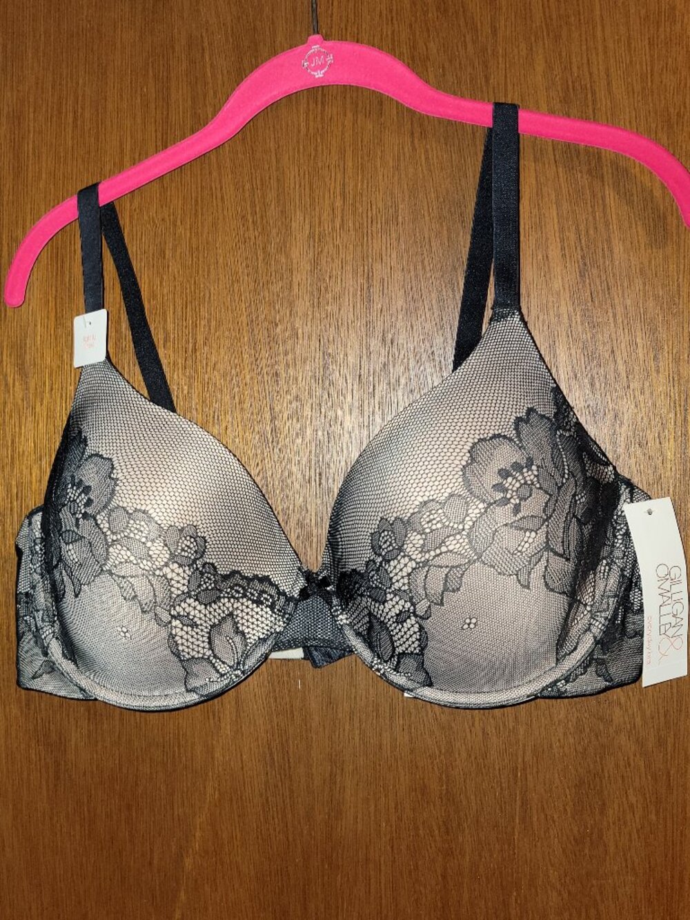 40c Nude Ebony Black Lace Gilligan O'Malley Bra